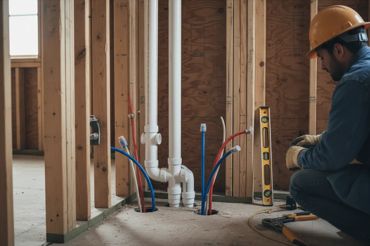 Drain and supply rough-in during Leak Detection in New Church